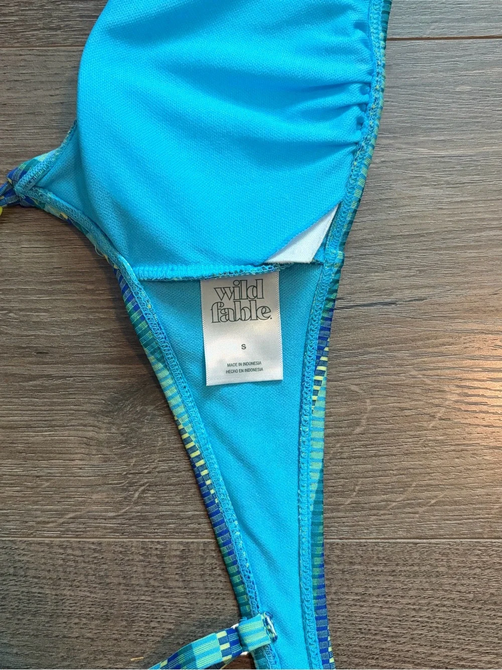 Wild Fable Blue Striped Bikini Set Beaded Straps Size Small
